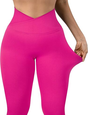 OMKAGI سروال نسائي ضيق على شكل حرف V لرفع المؤخرة مع جيوب عالي الخصر للتمرين واليوجا in Kuwait