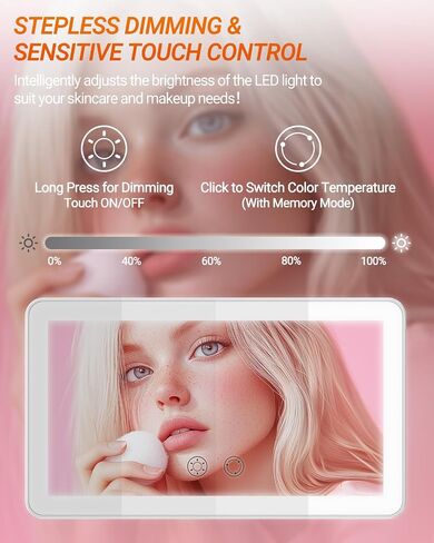 SEALIGHT Car Sun Visor Vanity Mirror, 1X/3X Magnification Makeup Mirror with Lights, Rechargeable Car Mirror 3 Light Modes & 60 LEDs, Dimmable Touch Control Smart Mirror, Universal for Car Truck SUV in Saudi Arabia