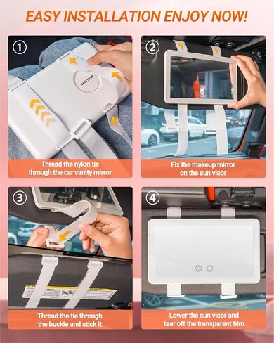 SEALIGHT Car Sun Visor Vanity Mirror, 1X/3X Magnification Makeup Mirror with Lights, Rechargeable Car Mirror 3 Light Modes & 60 LEDs, Dimmable Touch Control Smart Mirror, Universal for Car Truck SUV in Saudi Arabia