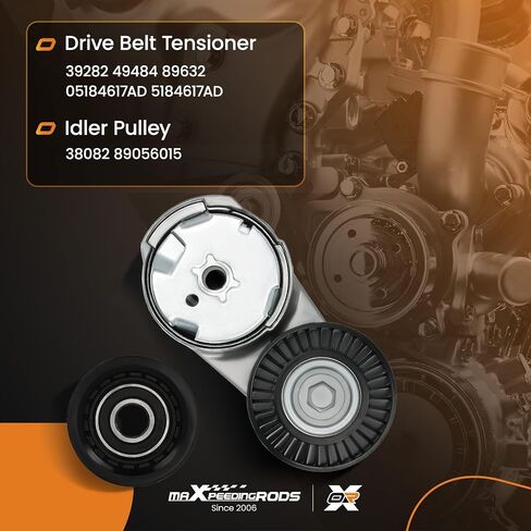 maXpeedingrods Tensioner Pulley Idler Pulley and Belt Tensioner Kit for Dodge Grand Caravan/Charger/Durango/Journey/Challenger/Avenger for Ram/Chrysler/Jeep 3.6L V6 Replace# 39282 38082 in Saudi Arabia