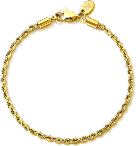 Gold Bracelets for Men Women - 18K Gold Plated, Waterproof, Tarnish-Free, Durable, Break Proof Twist Chain Gold Bracelet, Stainless Steel, Gold Plated in Saudi Arabia