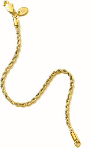 Gold Bracelets for Men Women - 18K Gold Plated, Waterproof, Tarnish-Free, Durable, Break Proof Twist Chain Gold Bracelet, Stainless Steel, Gold Plated in Saudi Arabia