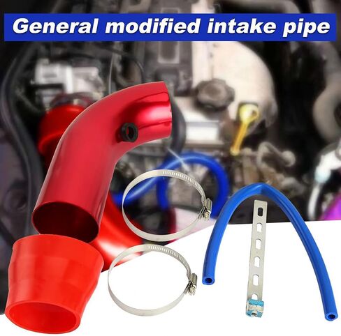 Air Intake Pipe Aluminum 3'' 75mm Car Cold Air Intake System Turbo Induction Pipe Tube Aluminum Pipe Filter Compatible/Replacement for Car, Auto, Truck (Red) in Saudi Arabia