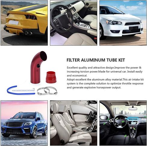 Air Intake Pipe Aluminum 3'' 75mm Car Cold Air Intake System Turbo Induction Pipe Tube Aluminum Pipe Filter Compatible/Replacement for Car, Auto, Truck (Red) in Saudi Arabia