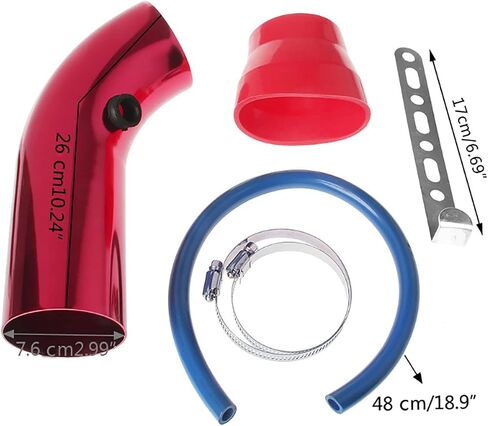 Air Intake Pipe Aluminum 3'' 75mm Car Cold Air Intake System Turbo Induction Pipe Tube Aluminum Pipe Filter Compatible/Replacement for Car, Auto, Truck (Red) in Saudi Arabia