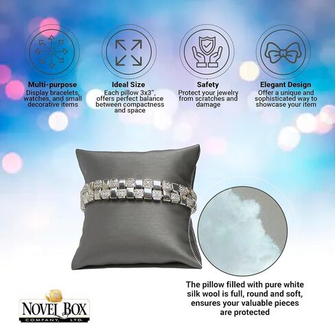 Novel Box® Black Leatherette Bracelet Watch Jewelry Decoration Pillow (Pack of 5) 3X3 + NB Cleaning Cloth in Kuwait