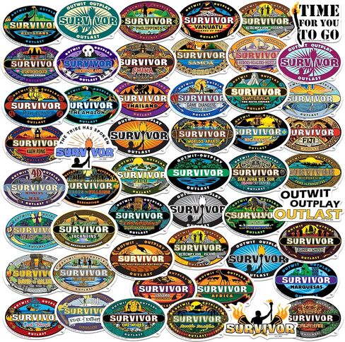 Survivor 50CT Vinyl Large Deluxe Stickers Variety Pack - Laptop, Water Bottle, Scrapbooking, Tablet, Skateboard, Indoor/Outdoor - Set of 50 in Saudi Arabia