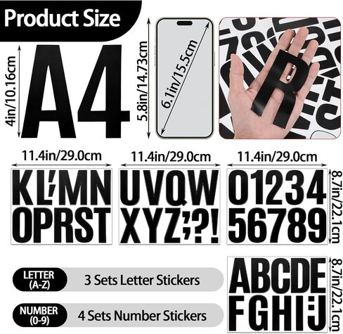 13 Sheets 4 Inch Alphabet Stickers Large Sticky Waterproof Address Sign Vinyl Letter Number Stickers Labels for DIY Crafts Mailbox Notebook Truck Outside Signs (Red) in Saudi Arabia