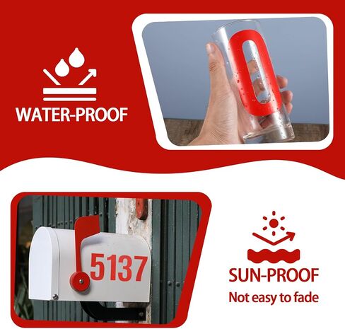 13 Sheets 4 Inch Alphabet Stickers Large Sticky Waterproof Address Sign Vinyl Letter Number Stickers Labels for DIY Crafts Mailbox Notebook Truck Outside Signs (Red) in Saudi Arabia