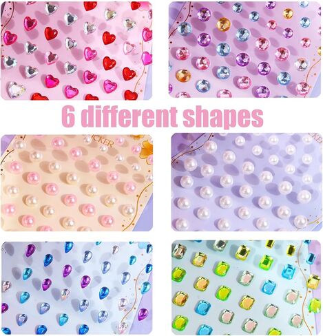 Gem Stickers for Kids Shiny Self Adhesive Stick On Rhinestones Sparkle Jewel Diamond Glitter 3D Gemstones Flower Bling Decorative Plastic Material for Craft Supplies(196Pcs, 7 Sheets) in Saudi Arabia