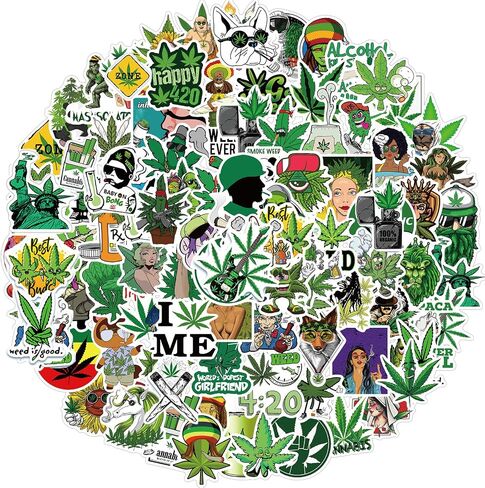 200 PCS Vinyl Waterproof Weed Stickers Aesthetic for Adults - Cool Funny DIY Marijuana Stickers Decals Accessories - Stoner Mary Jane 420 Stickers for Laptop Water Bottles Journaling in Kuwait