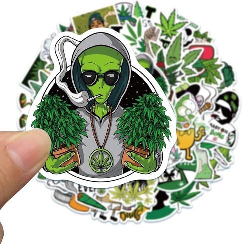 200 PCS Vinyl Waterproof Weed Stickers Aesthetic for Adults - Cool Funny DIY Marijuana Stickers Decals Accessories - Stoner Mary Jane 420 Stickers for Laptop Water Bottles Journaling in Kuwait