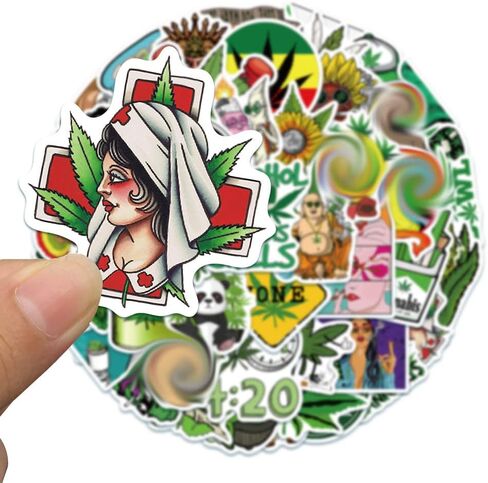 200 PCS Vinyl Waterproof Weed Stickers Aesthetic for Adults - Cool Funny DIY Marijuana Stickers Decals Accessories - Stoner Mary Jane 420 Stickers for Laptop Water Bottles Journaling in Kuwait