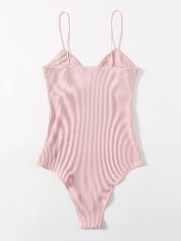 SHENHE Women's Twist Front Ribbed Sleeveless Bodysuit Spaghetti Strap Cami Bodysuit in Saudi Arabia