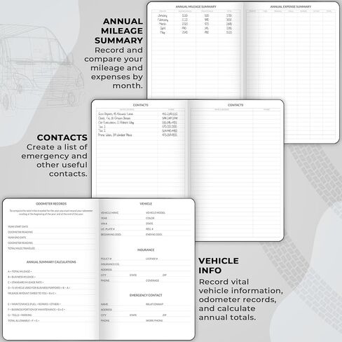 Skyline Auto Mileage Log Book – Vehicle Logbook with Expense Tracker – Driving Logger Book for Tracking Car Mileage, Expenses, Gas Consumption & Lubrication – Hardcover, A5 Size, 5.8x8.3″ (Black) in Kuwait
