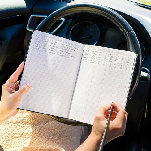 Skyline Auto Mileage Log Book – Vehicle Logbook with Expense Tracker – Driving Logger Book for Tracking Car Mileage, Expenses, Gas Consumption & Lubrication – Hardcover, A5 Size, 5.8x8.3″ (Black) in Kuwait