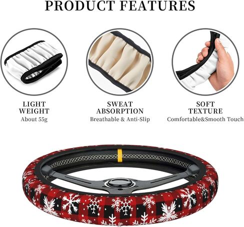 Christmas Holiday Steering Wheel Cover Universal 15 Inch Car Accessories Protector for Women Men in Saudi Arabia