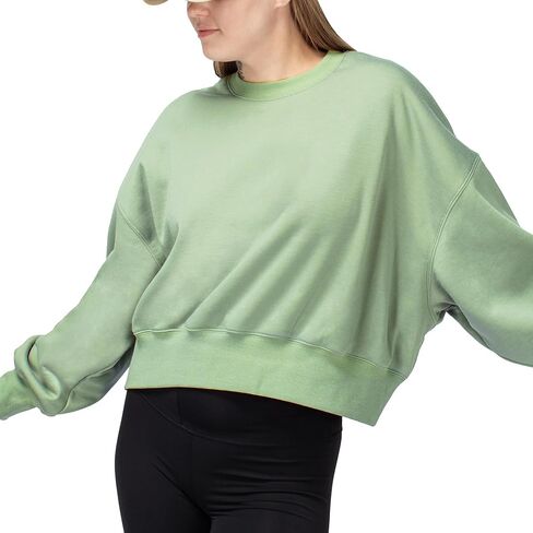 BRISIRA Sherpa Oversized Sweatshirt Women Cropped Hoodie Loose Fit Crewneck Pullover Trendy Baggy Drop Shoulder Winter Warm in Saudi Arabia