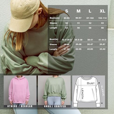 BRISIRA Sherpa Oversized Sweatshirt Women Cropped Hoodie Loose Fit Crewneck Pullover Trendy Baggy Drop Shoulder Winter Warm in Saudi Arabia