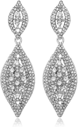 Aloha Earrings Non Pierced Silver Tone Clip On Sparkling Statement Dangling Earrings in Saudi Arabia