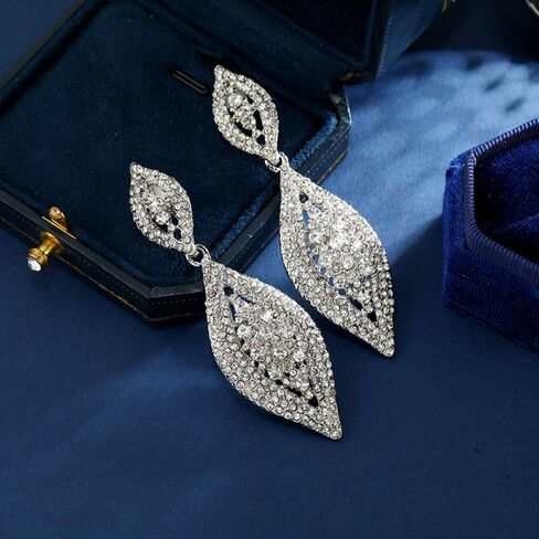 Aloha Earrings Non Pierced Silver Tone Clip On Sparkling Statement Dangling Earrings in Saudi Arabia