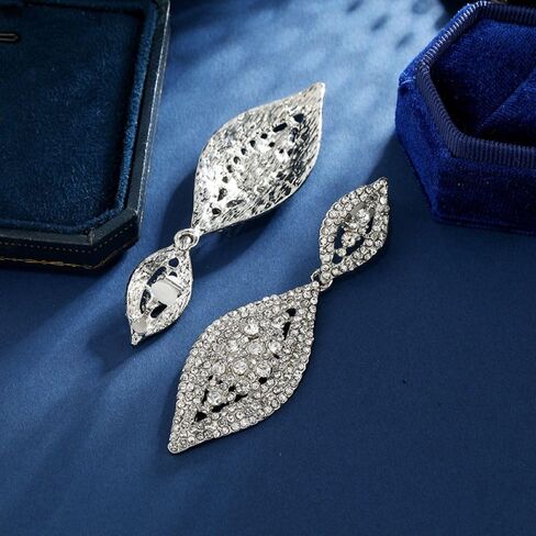 Aloha Earrings Non Pierced Silver Tone Clip On Sparkling Statement Dangling Earrings in Saudi Arabia