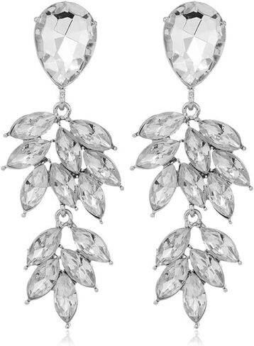 Aloha Earrings Non Pierced Silver Tone Clip On Sparkling Statement Dangling Earrings in Saudi Arabia