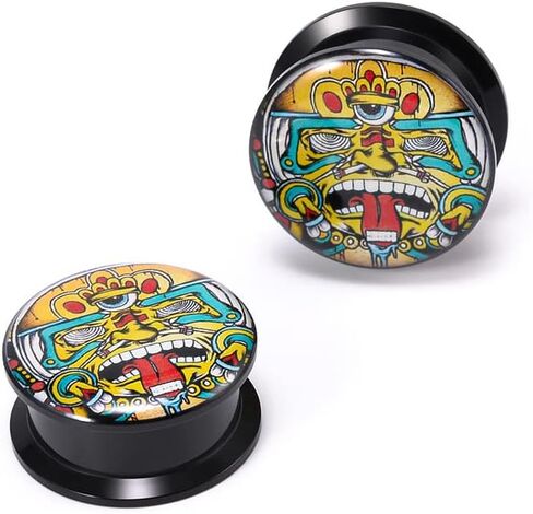 زوج واحد من سدادات الأذن الصلبة من الأكريليك على سدادات الأنفاق جاك سكيلينغتون سكريم الراتنج التي لا تسبب الحساسية وخالية من الكابوس قبل عيد الميلاد للنساء والرجال ثقب المجوهرات in Kuwait