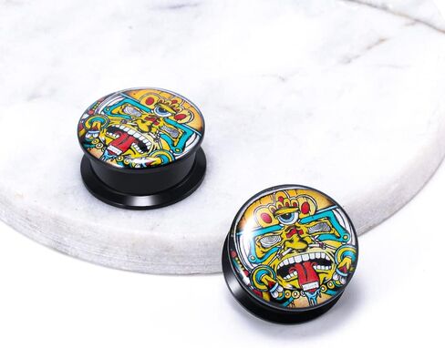 زوج واحد من سدادات الأذن الصلبة من الأكريليك على سدادات الأنفاق جاك سكيلينغتون سكريم الراتنج التي لا تسبب الحساسية وخالية من الكابوس قبل عيد الميلاد للنساء والرجال ثقب المجوهرات in Kuwait