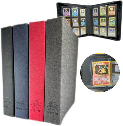 مجلد تحميل علوي ذو 9 جيوب - يحمل 360 أداة تحميل علوية 20 صفحة تحميل علوي محمل علوي لألبوم مجموعة البطاقات بدون حلقة 3x4 تخزين علوي متوافق مع بطاقات البوكيمون (أسود) in Saudi Arabia