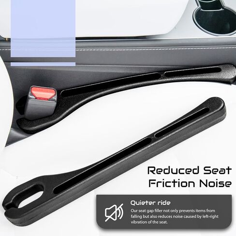 Add-On Car Seat Gap Filler 2 Pack with Seat Belt Holes, Auto Crevice Blockers 2PCS Fill Gap in Between Seat and Console, Universal car Gap Filler, Tesla Model 3 Y Accessories, Black in Saudi Arabia