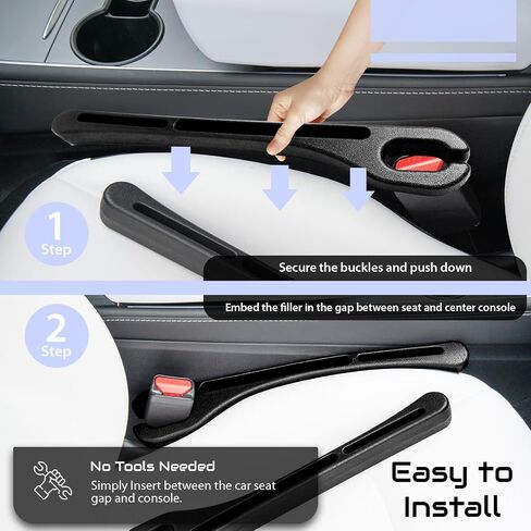Add-On Car Seat Gap Filler 2 Pack with Seat Belt Holes, Auto Crevice Blockers 2PCS Fill Gap in Between Seat and Console, Universal car Gap Filler, Tesla Model 3 Y Accessories, Black in Saudi Arabia