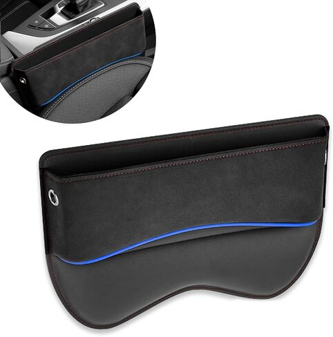 1 PC Car Seat Gap Filler, 11.4" x 1.6" x 8.7" Suede + Leather Car Seat Storage Box, Multifunctional Plug and Play Car Interior Accessories, Universal for Most Cars (Black) in Saudi Arabia