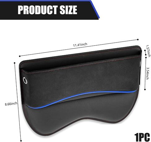 1 PC Car Seat Gap Filler, 11.4" x 1.6" x 8.7" Suede + Leather Car Seat Storage Box, Multifunctional Plug and Play Car Interior Accessories, Universal for Most Cars (Black) in Saudi Arabia