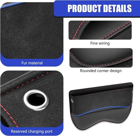 1 PC Car Seat Gap Filler, 11.4" x 1.6" x 8.7" Suede + Leather Car Seat Storage Box, Multifunctional Plug and Play Car Interior Accessories, Universal for Most Cars (Black) in Saudi Arabia