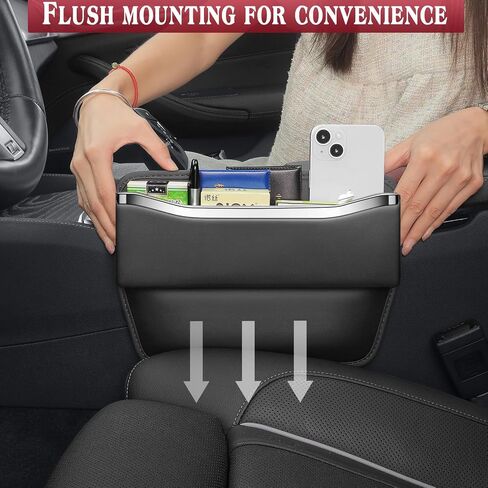 Car Seat Gap Filler - Premium Leather Car Organizer with Extra Storage - Organize and Secure Your Car Essentials - Fits Most Cars, SUV, Truck - 2 Pack - Black in Kuwait