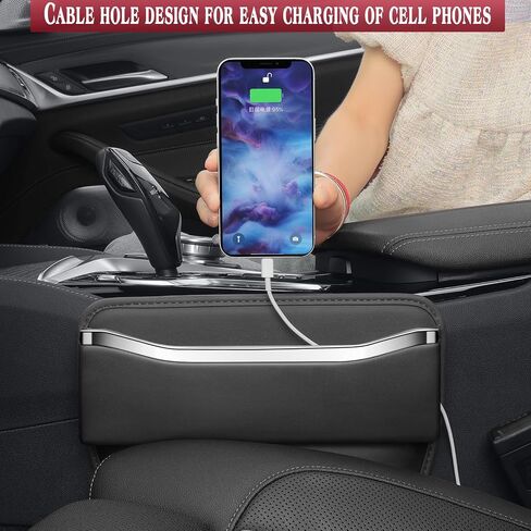 Car Seat Gap Filler - Premium Leather Car Organizer with Extra Storage - Organize and Secure Your Car Essentials - Fits Most Cars, SUV, Truck - 2 Pack - Black in Kuwait