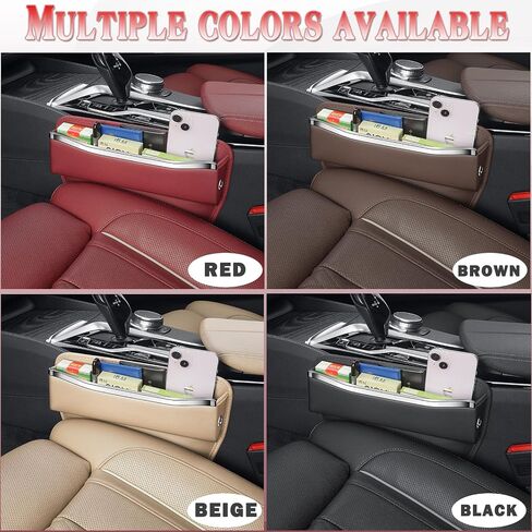 Car Seat Gap Filler - Premium Leather Car Organizer with Extra Storage - Organize and Secure Your Car Essentials - Fits Most Cars, SUV, Truck - 2 Pack - Black in Kuwait