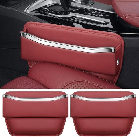 Car Seat Gap Filler - Premium Leather Car Organizer with Extra Storage - Organize and Secure Your Car Essentials - Fits Most Cars, SUV, Truck - 2 Pack - Black in Kuwait