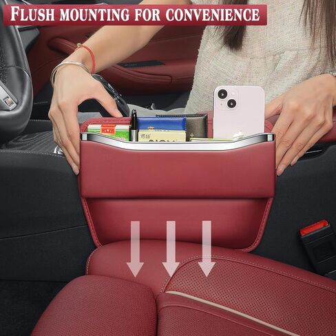 Car Seat Gap Filler - Premium Leather Car Organizer with Extra Storage - Organize and Secure Your Car Essentials - Fits Most Cars, SUV, Truck - 2 Pack - Black in Kuwait