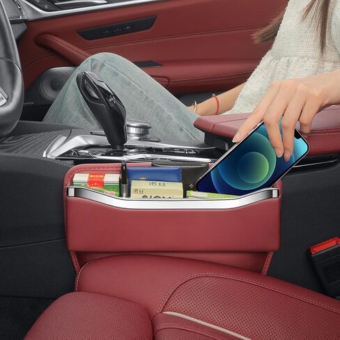 Car Seat Gap Filler - Premium Leather Car Organizer with Extra Storage - Organize and Secure Your Car Essentials - Fits Most Cars, SUV, Truck - 2 Pack - Black in Kuwait
