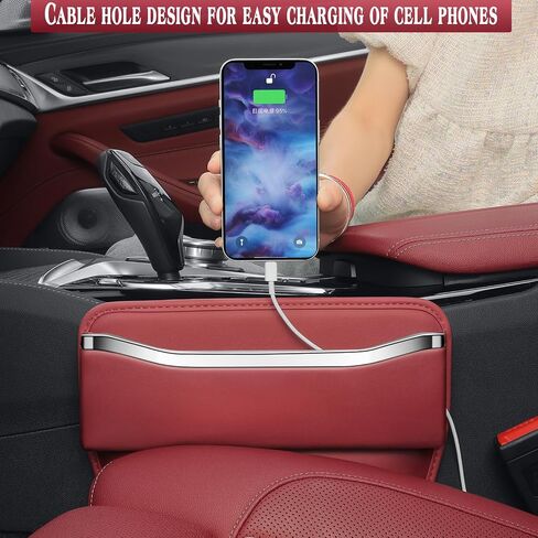 Car Seat Gap Filler - Premium Leather Car Organizer with Extra Storage - Organize and Secure Your Car Essentials - Fits Most Cars, SUV, Truck - 2 Pack - Black in Kuwait