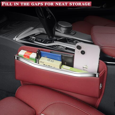 Car Seat Gap Filler - Premium Leather Car Organizer with Extra Storage - Organize and Secure Your Car Essentials - Fits Most Cars, SUV, Truck - 2 Pack - Black in Kuwait