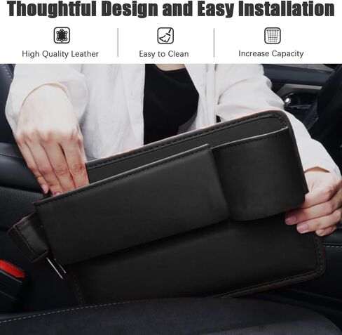 JDDRY Car Seat Gap Filler,Car Seat Gap Storage Organizer,Car Side Seat Gap Filler with Cup Holder,Seat Gap Organizer for Phones/Glasses/Keys(Driver Side with Clip-Black,1PC) in Saudi Arabia