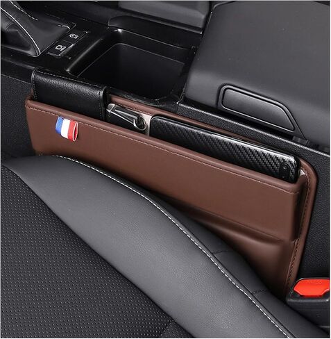 قطعتان من حشو فجوات مقعد السيارة، جيب تخزين جلدي للمقعد الأمامي مع فتحة شحن، منظم فجوة مقعد تلقائي قابل للتعديل لمفاتيح بطاقات الهواتف، ملحقات السيارة العالمية (أسود) in Kuwait