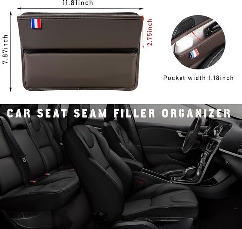 قطعتان من حشو فجوات مقعد السيارة، جيب تخزين جلدي للمقعد الأمامي مع فتحة شحن، منظم فجوة مقعد تلقائي قابل للتعديل لمفاتيح بطاقات الهواتف، ملحقات السيارة العالمية (أسود) in Kuwait