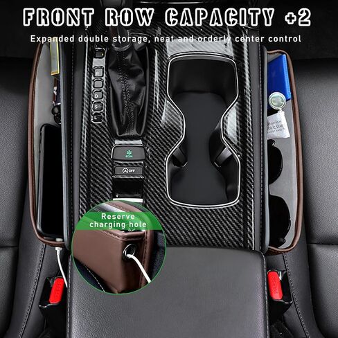 قطعتان من حشو فجوات مقعد السيارة، جيب تخزين جلدي للمقعد الأمامي مع فتحة شحن، منظم فجوة مقعد تلقائي قابل للتعديل لمفاتيح بطاقات الهواتف، ملحقات السيارة العالمية (أسود) in Kuwait