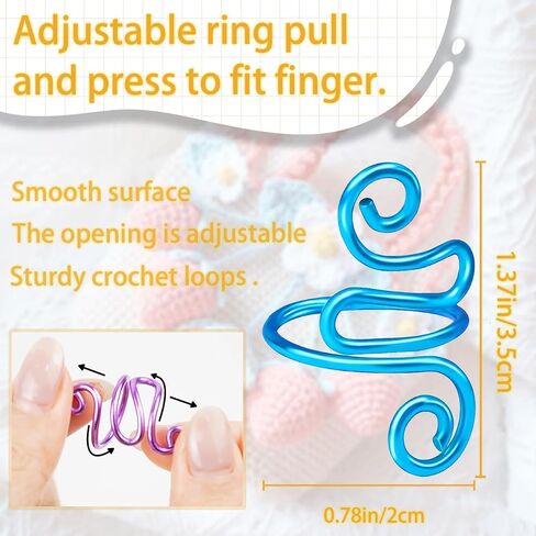 10 PCS Hand Crochet Tension Rings, Crochet Finger Guard, Yarn Tension Control Rings for Lefties and Righties, Adjustable Companion Rings, Gifts for Hand Crocheters Knitters, Moms in Saudi Arabia