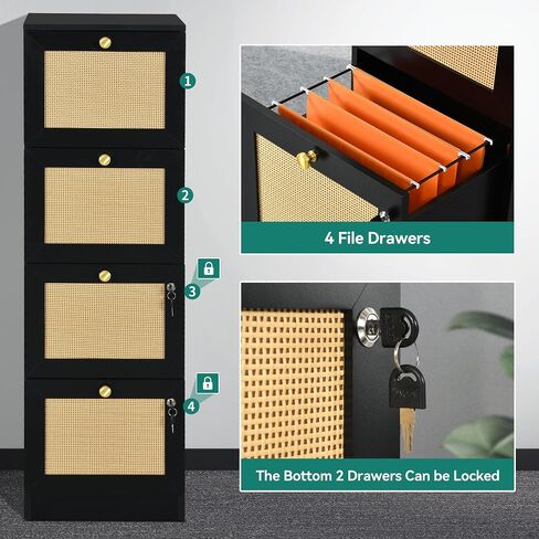 YITAHOME File Cabinets for Home Office 4 Drawer Filing Cabinet Office Vertical Files Storage File Drawers for A4 & Letter-Sized Documents,White in Saudi Arabia
