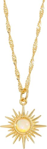 YoTreasure الإثيوبية أوبال Sunburst قلادة الصلبة 14K مطلية بالذهب أكثر من 925 مجوهرات من الفضة الاسترليني in Kuwait